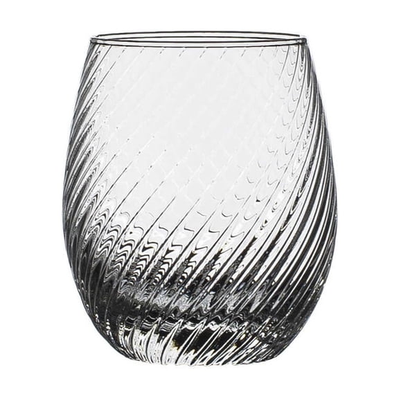 Spiral Strips Stemless Drinking Glasses, Hand Blown Textured Glass Cups for Water, Juice, Iced Tea, Cocktails and Whiskey