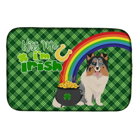 

Blue Merle Sheltie St. Patrick s Day Dish Drying Mat 14 in x 21 in