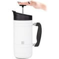 thumbnail image 3 of Basecamp Coffee Press - Double Wall Vacuum Insulated Stainless Steel - Bru-Stop Technology, No Grounds in Coffee, No Spill Lid (Snowflake White, 48 fl.oz), 3 of 4