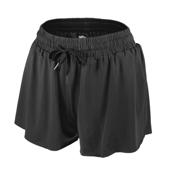 Unique Bargains Women Flowy Running Shorts Casual High Waisted Workout Shorts Black Size S