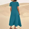 thumbnail image 4 of Pxxlle Cotton Linen Dress for Women Plus Size Short Sleeve Dresses with Pockets Loose fit Scooped Neck Summer Dress Solid Color A Line Dress, 4 of 6