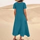 thumbnail image 4 of Puntoco Vestido Casual De Manga Corta De Algodón Y Lino De Color Sólido De Verano Para Mujer Vestido Suelto De Manga Corta Con Dos Bolsillos Vestido De Cuello Redondo De Manga Corta Verde L, 4 of 6