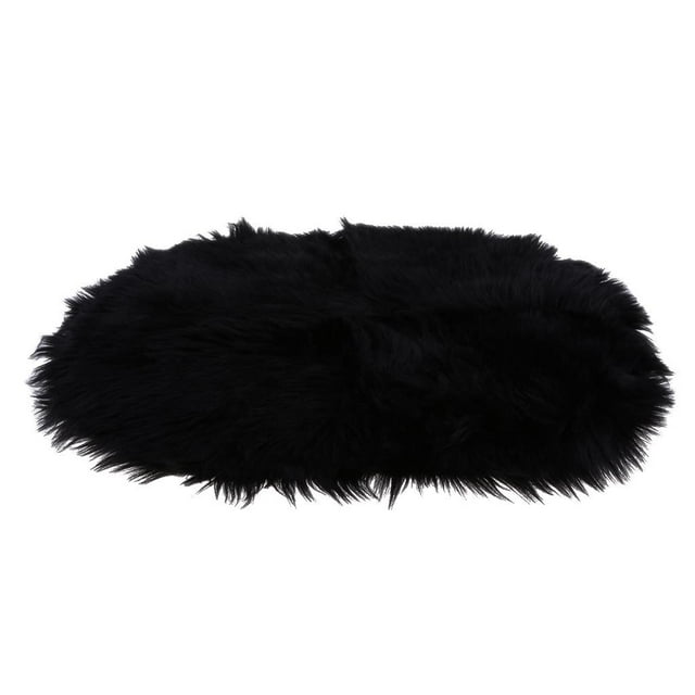 Alfombra Circular Sintética perfecl Suave Piel de Oveja Antideslizante 40x60cm Negro