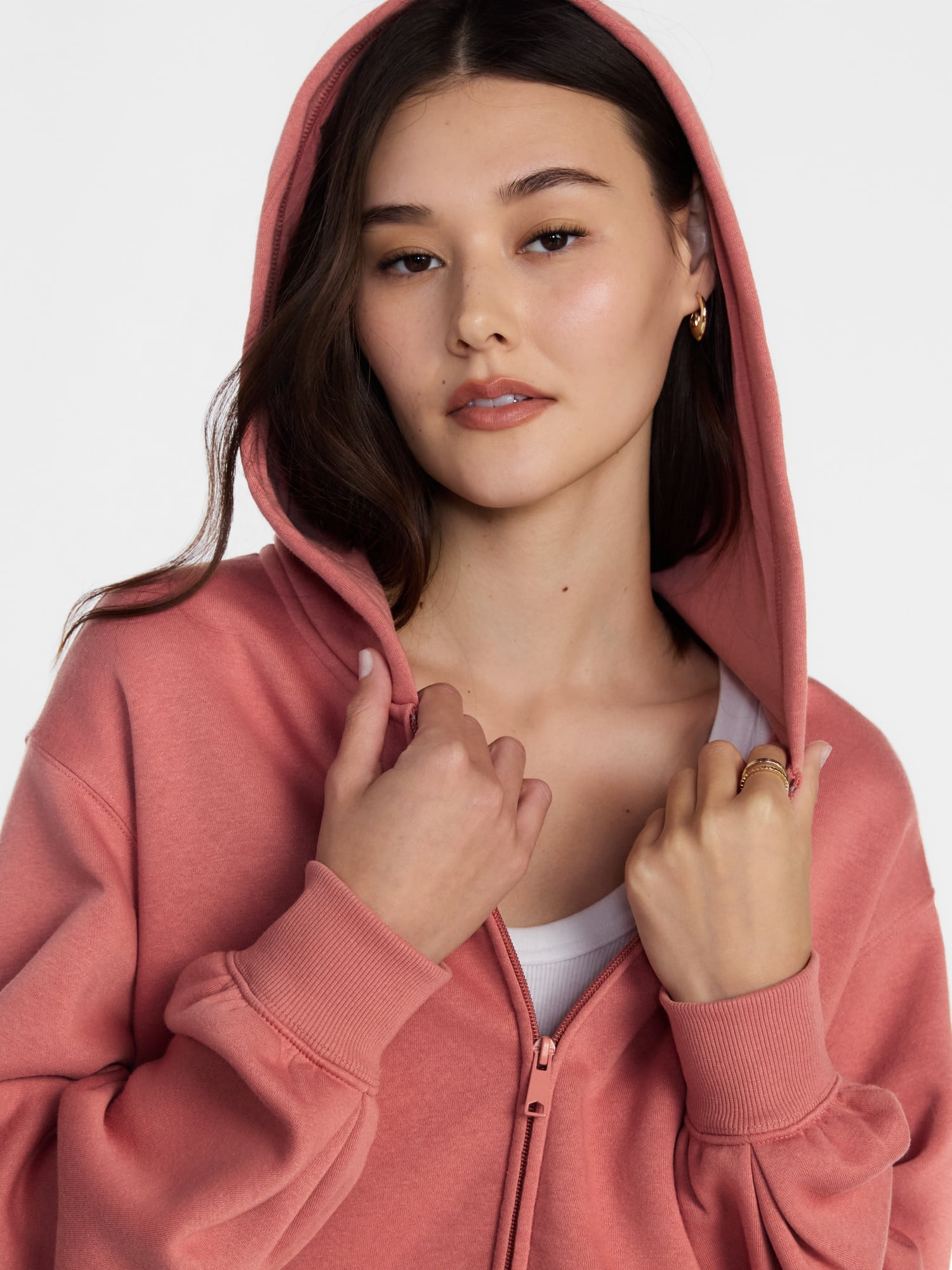 Scenario Women's and Women's Plus Zip Front Fleece Hoodie Jacket, Sizes XS-4X
