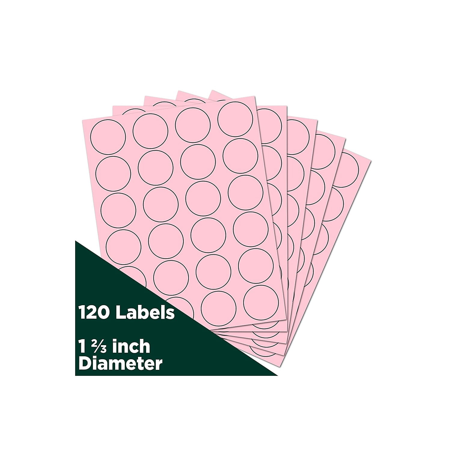 JAM Paper Circle Label Sticker, 1 2/3 in, Baby Pink Pastel, 120 Labels