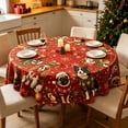 thumbnail image 2 of CHJK Christmas Round Tablecloth, 60 Inch Festive Xmas Dog Table Cover, Decorative Round Table Cloth for Holiday Dining Party Home Decoration, 2 of 6