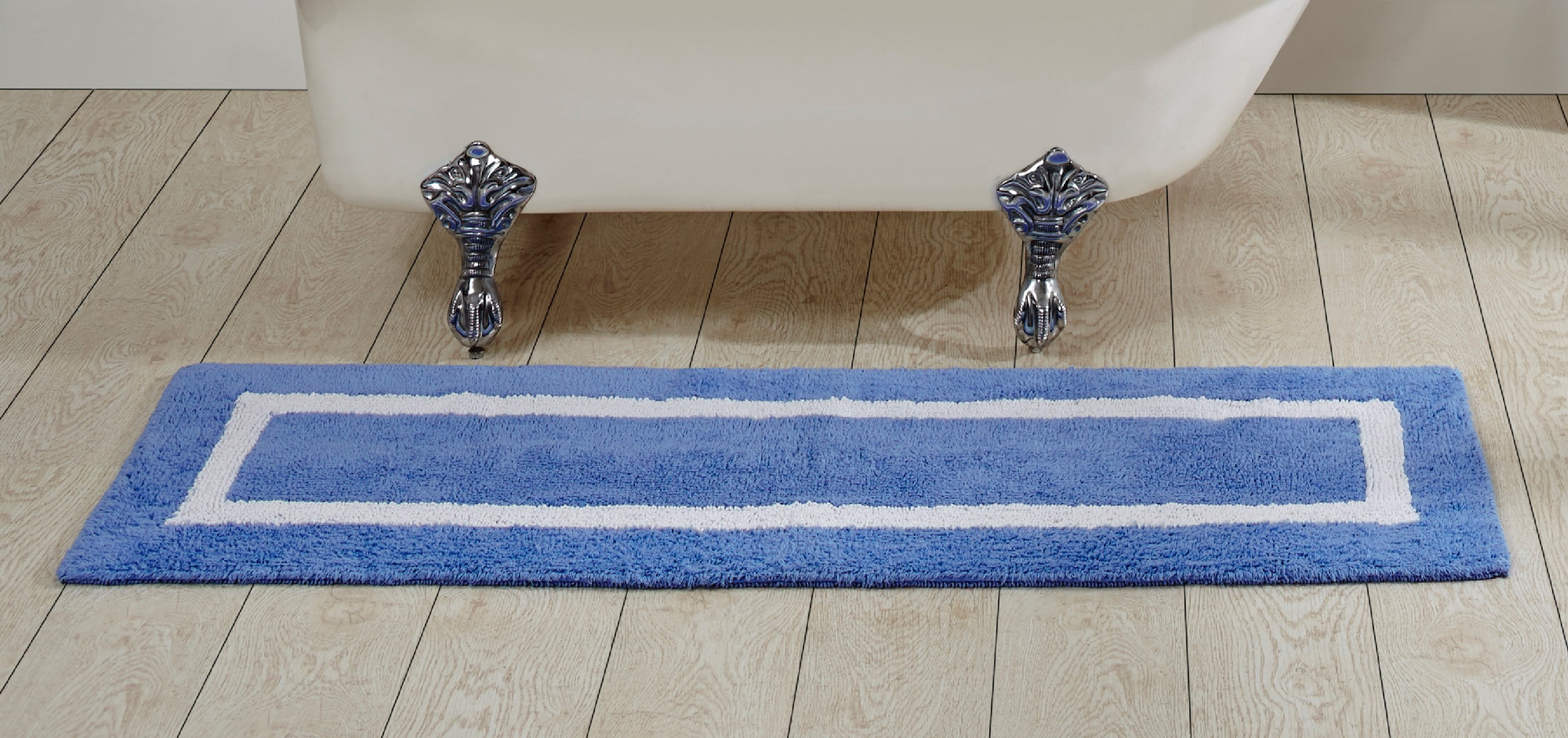 Better Trends Hotel Collection Bath Rug 20" X 60" Blue & White