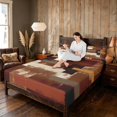 thumbnail image 3 of Manfei Abstract Ombre Rectangle Queen Sheets, Brown Black Beige Queen Sheet Sets, Black Reversible 4pcs1 Flat Sheet + 1 Fitted Sheet + 2 Pillowcases, 3 of 6