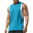 thumbnail image 2 of Hemlock Mens Summer Swim Shirts Sleeveless Workout Tank Top,Solid Color Combination Quick Drying Vest Men Relaxed Breathable Leisure Fitness Running, Blue XL, 2 of 9