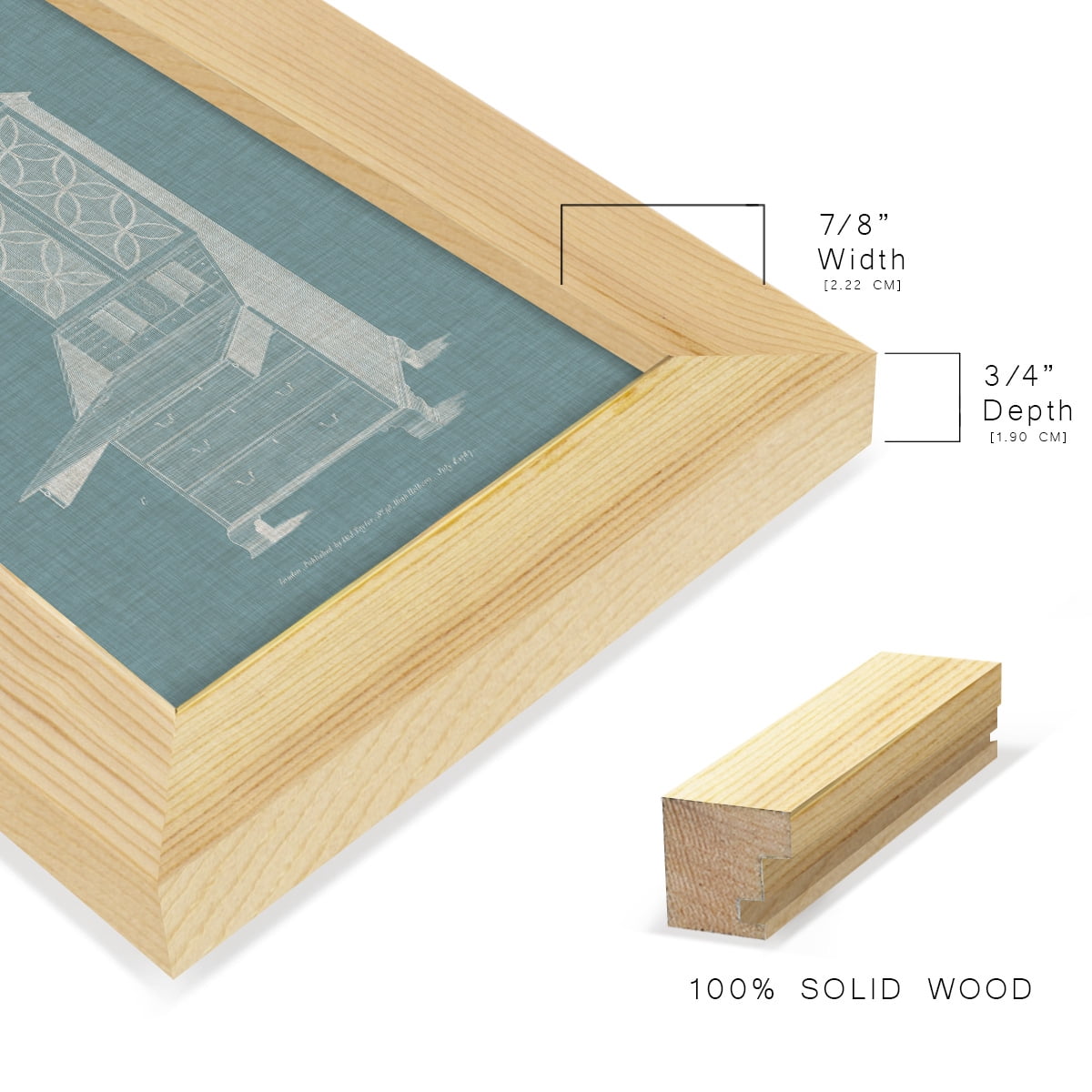 Hepplewhite Desk & Bookcase II - Framed Print w/glass - Natural Wood