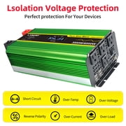 LVYUAN 3000W 6000W Peak Pure Sine Wave Power Inverter Car Converter DC 24V to AC 110V/120V with 4USB & 4AC Outlets, LCD Display, Remote Control for Car, RV, Camping, Outdoor & Home Backup Green