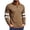 Brown, variant on Quarter-Zip Collar Waffle Knit Color-Block Sleeve Pullover, Long-Sleeve Thermal Stretch Casual Shirt for Urban Daily Errands Gray S