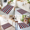 thumbnail image 4 of Entryway Rug 2'x3', Red Navy Blue Striped Kitchen Runner Rugs Non-Slip Carpet Mats, Contemporary Minimalist Aesthetic Bedside Rugs Runners Washable Floor Carpet for Bathroom Laundry Room, 4 of 8