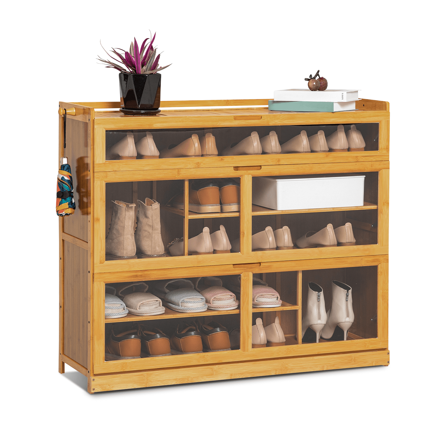 Wing Door Entryway Shoe Cabinet - 35 - Brown – MoNiBloom