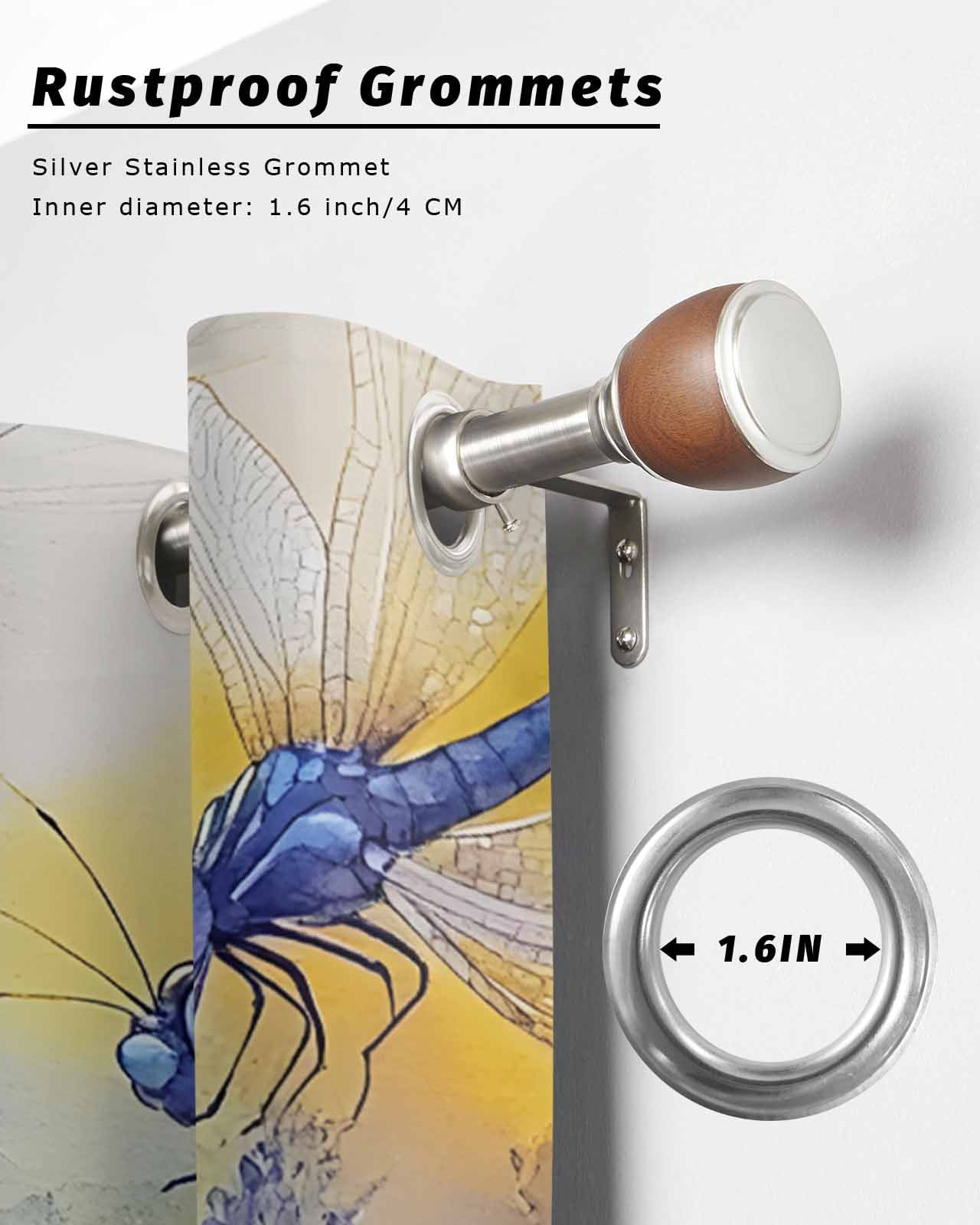 nqOlkjepod Outdoor Curtains for Patio Waterproof, Purple Dragonfly Outdoor Privacy Panels Grommet, Watercolor Spring Summer Floral Blackout Outside Curtains for Porch/Cabana 54"x108", 1 Panel