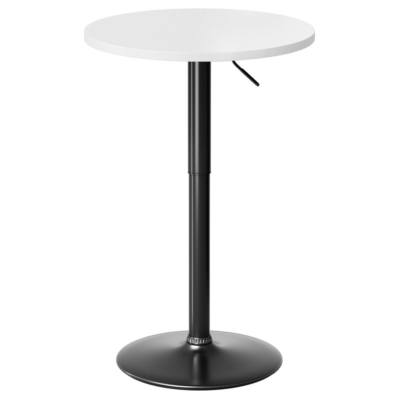 Lacoo 2 Pcs 23.6" Adjustable Round Bistro Pub Table, Swivel Pub Table with Metal Base for Home Bar, Kitchen, Dining Room, White/Black