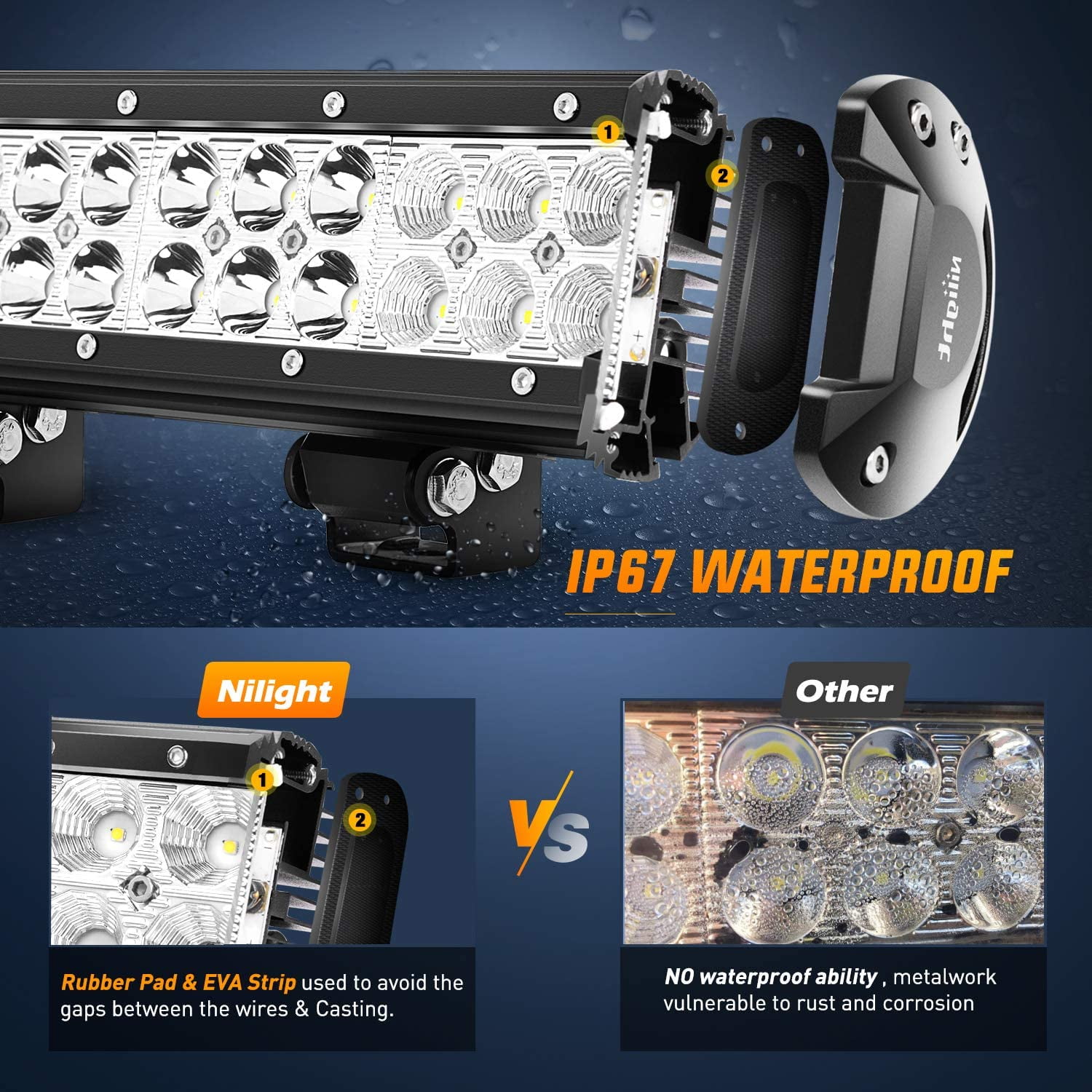 Nilight 20" 126W Spot Flood Combo Led Light Bar 4PCS 4" 18W Spot LED Pods Fog Lights for Jeep Wrangler Boat Truck Tractor Trailer Off-Road