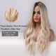 thumbnail image 3 of Pelucas rubias de 26 pulgadas de largo para mujer, pelo sintético natural, peluca rubia ombre con raíces oscuras, peluca sintética, pelucas onduladas sueltas, resistentes al calor, 3 of 5