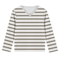 thumbnail image 6 of ShomPort Girls Boys T-Shirt Long Sleeve V-Neck Lightweight Striped Print Pullover Undershirt Trendy Clothes for Toddler, 6 of 7
