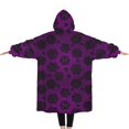 thumbnail image 2 of Oversized Wearable Blanket Hoodie,Purple Gothic Floral Pattern Sherpa Blanket Hoodie with Super Pockets,Super Warm Fuzzy Pullover for Women & Men, 2 of 6