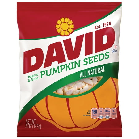 DAVID Roasted and Salted Pumpkin Seeds, 5 oz