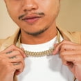 thumbnail image 5 of JeenMata Full Iced Out Bling Miami Cuban Chain Necklace in Yellow - Hip Hop Jewelry - Men's Chunky Jewelry, 5 of 5
