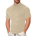 thumbnail image 1 of Jersey de manga corta con solapa y botones de color liso para hombre - Poliéster, estilo informal, adecuado para el día a día/fiestas (S-XXXL), 1 of 8