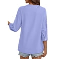thumbnail image 6 of Fantaslook Womens 3/4 Sleeve Button Down Shirts V Neck Roll Up Sleeve Tops Cotton Linen Casual Summer Blouses Shirts, 6 of 11