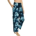 thumbnail image 2 of Uemuo Ink Rose Pattern Women's Wide Leg Palazzo Lounge Pants with Pockets Light Weight Loose Comfy Casual Pajama Pants-, 2 of 9