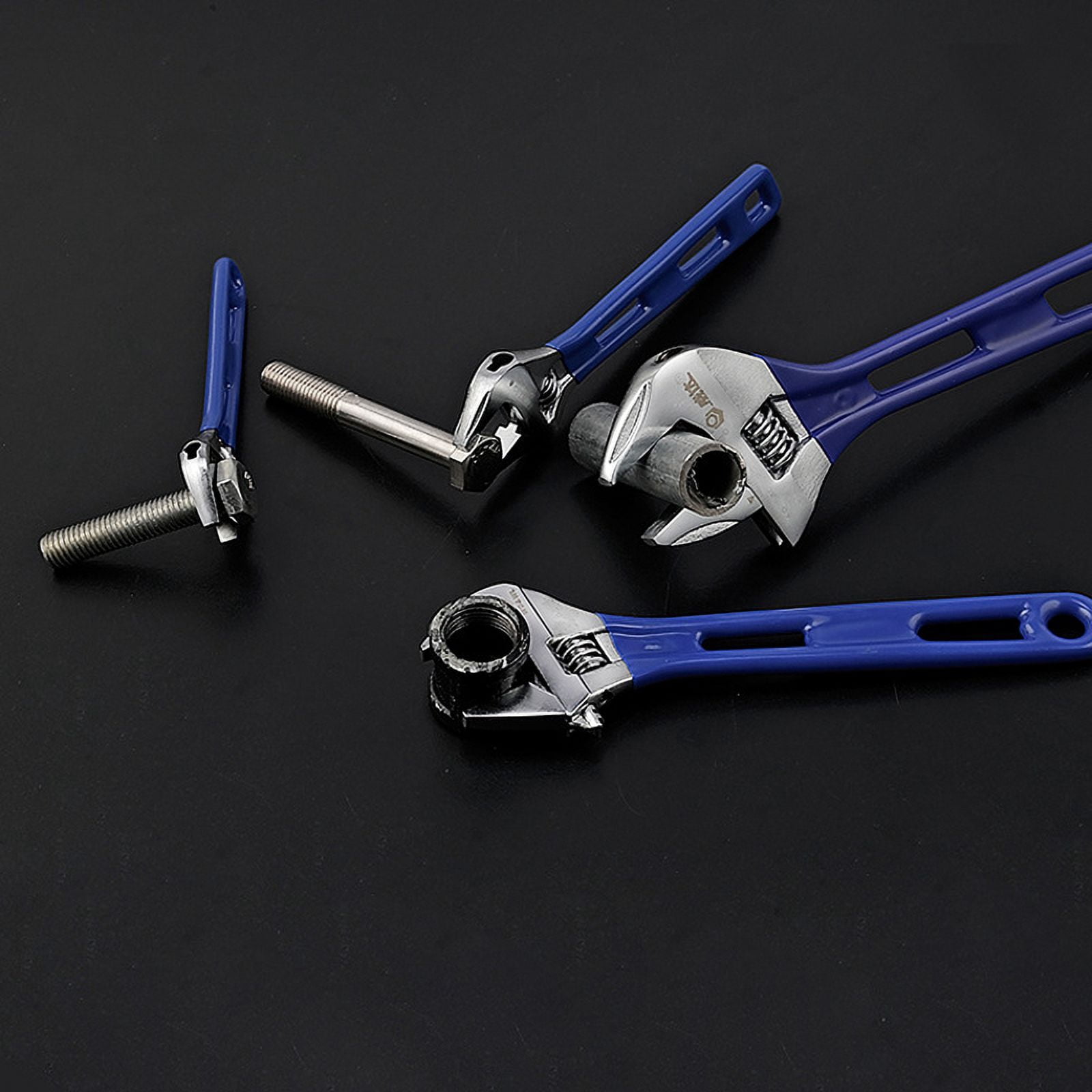 SEIWEI Adjustable Wrench 12" (300mm) Jaw Width 44mm Chrome Vanadium Steel Spanner for Plumbing Automotive Maintenance Repair Blue