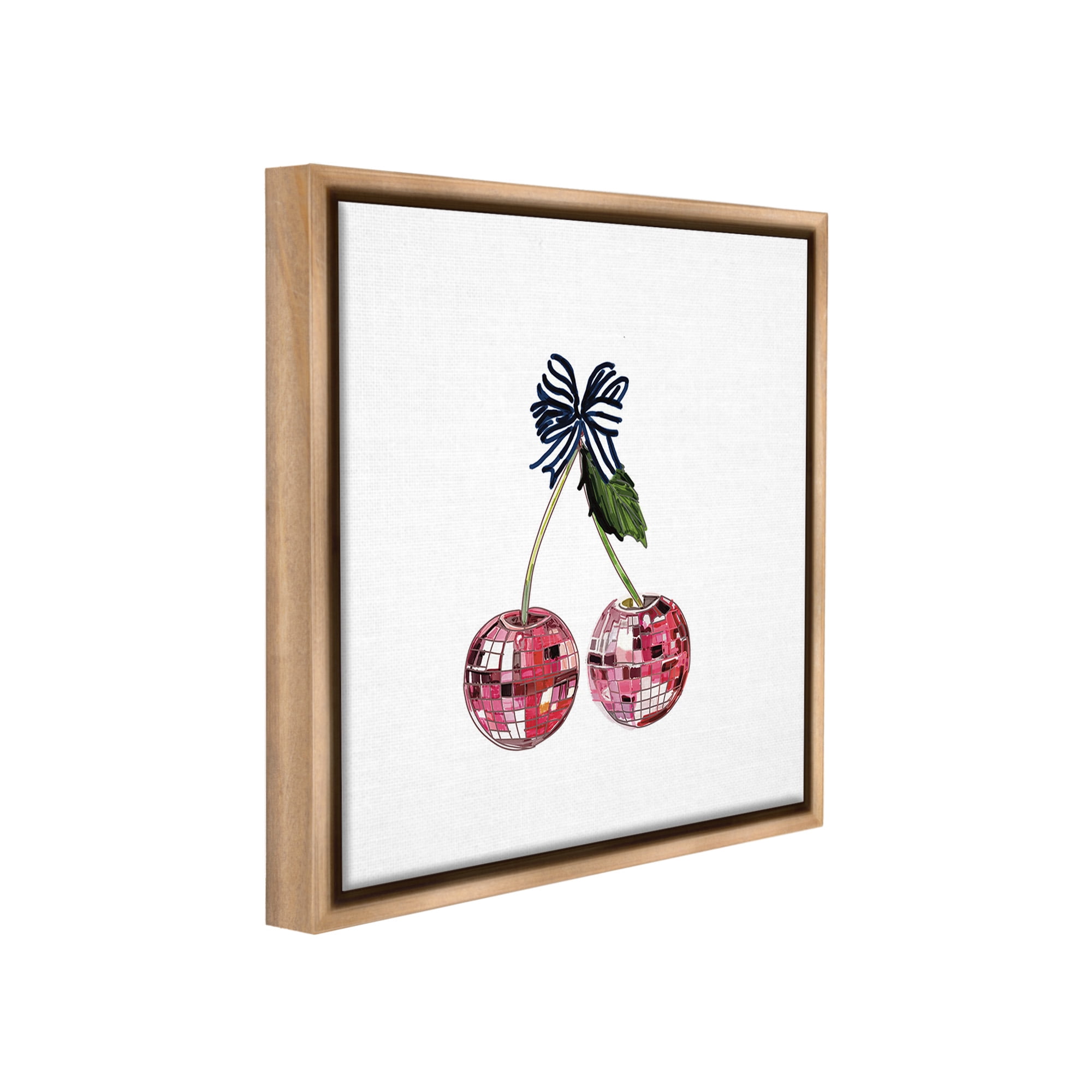 Stupell Industries Disco Ball Cherries Food & Beverage Painting Brown Floater Framed Canvas Art Print Wall Art, 18 x 18