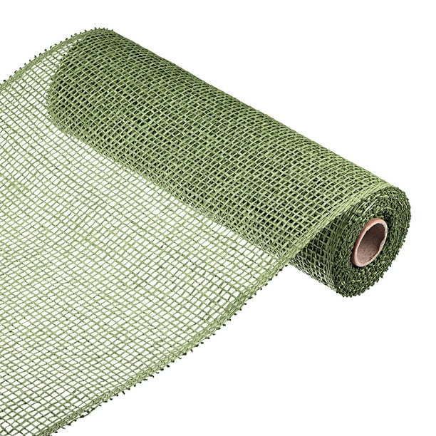 Cinta decorativa de malla de yute PP Uxcell 1 rollo verde oscuro