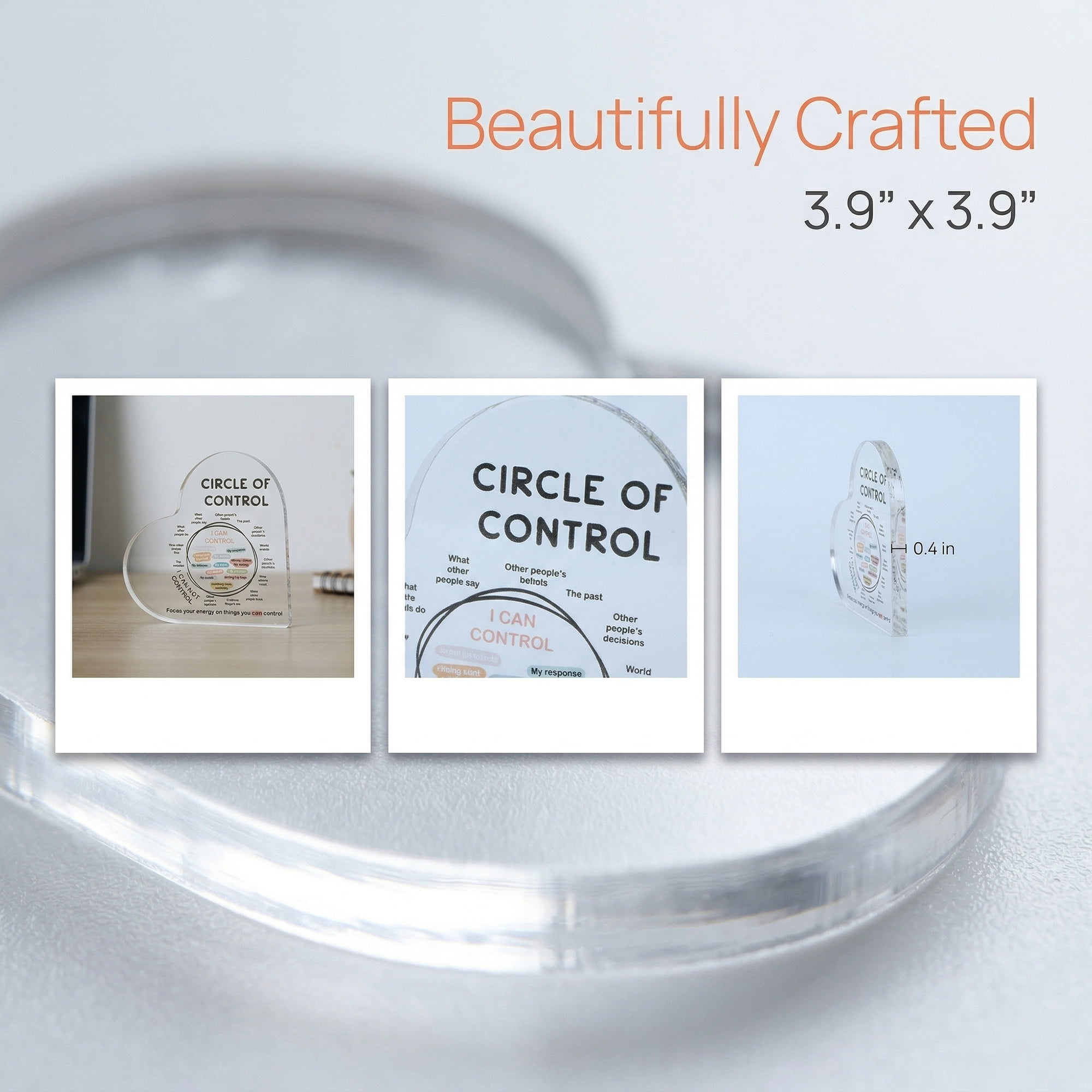 Unique Bargains Acrylic Heart Desk Sign Gift Keepsake Plaque for Coworker Style C 3.9in