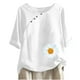 thumbnail image 1 of Blusas de Manga Corta para las Mujeres Impresas Cuello Redondo Camiseta Casual, Blusa de Algodón de Imitación para las Mujeres, 1 of 4