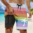 thumbnail image 4 of ibiyuan Men Swim Trunks Long with Compression Liner Quick-Dry Mens Bathing Suit 2 In 1 Beach Shorts Zipper Pockets Comfortable Colorful Beach Swimwear,Orange-b, 4 of 4