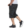 thumbnail image 2 of FEDTOSING Men's 3/4 Long Capri Shorts Casual Elastic Waist Cotton Relaxed Fit Cargo Shorts Black, 2 of 5