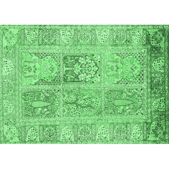 Ahgly Company Indoor Rectangle Persian Emerald Green Traditional Area Rugs, 6' x 9'