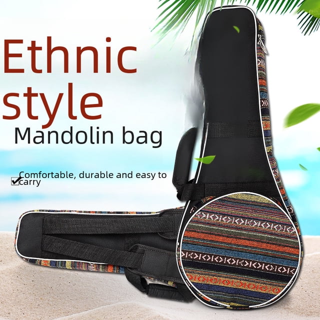 Ethnic Style Thickened Mandolin Case - Multi-Functional Dual Shoulder & Hand-Held Design, Authentic Brand Instrument Bag for Global Musicians, Protective Backpack for Folk Music Equipment (Wholesale)
