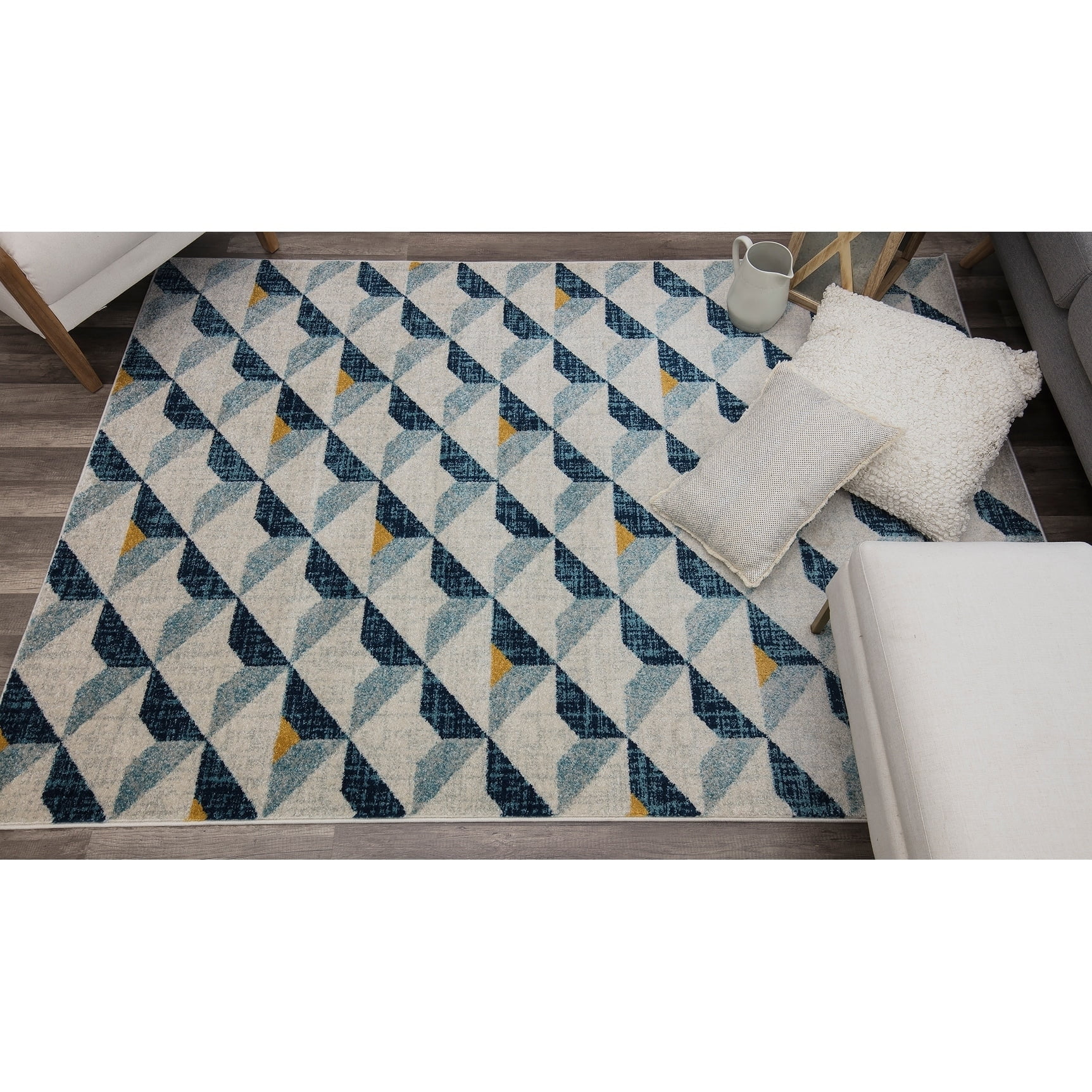 Rugs America Aurea KA30B Blue Tone Geometric Contemporary Gray Area Rug, 8'x10'