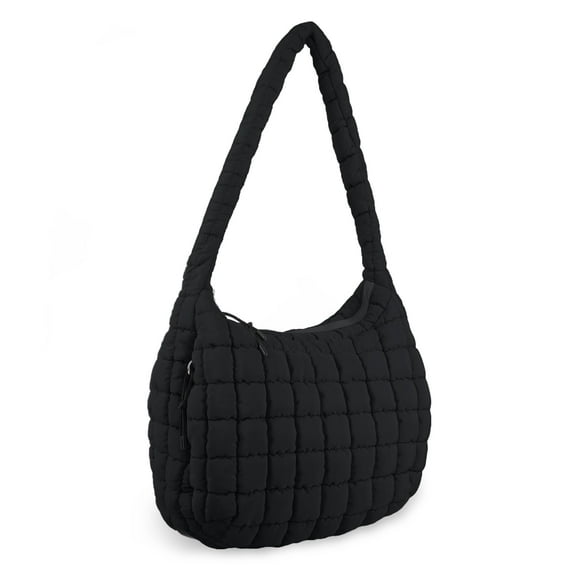 Bolsa acolchada UIXIZQ para mujer, acolchada, de nailon, color negro