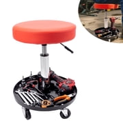 WheelX Mechanic Stool, 300 LBS Rolling Pneumatic Creeper Garage/Shop Seat with Casters, Adjustable Height 17-23 inch in Padded Rolling Workshop Stool with Tool Tray, for Garage, Shop, Auto Repair