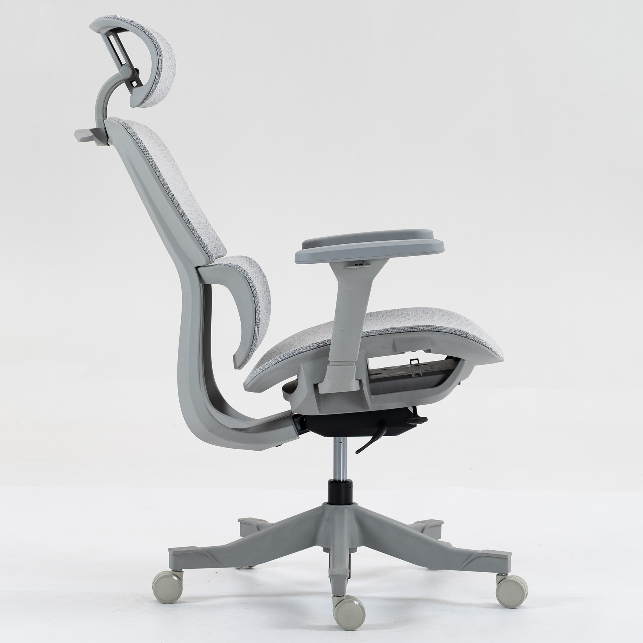 Noble House Elton 43" High Back Mesh Office Chair, Ergonomic Reclining Design with 4D Armrests and Swivel Base, Grey