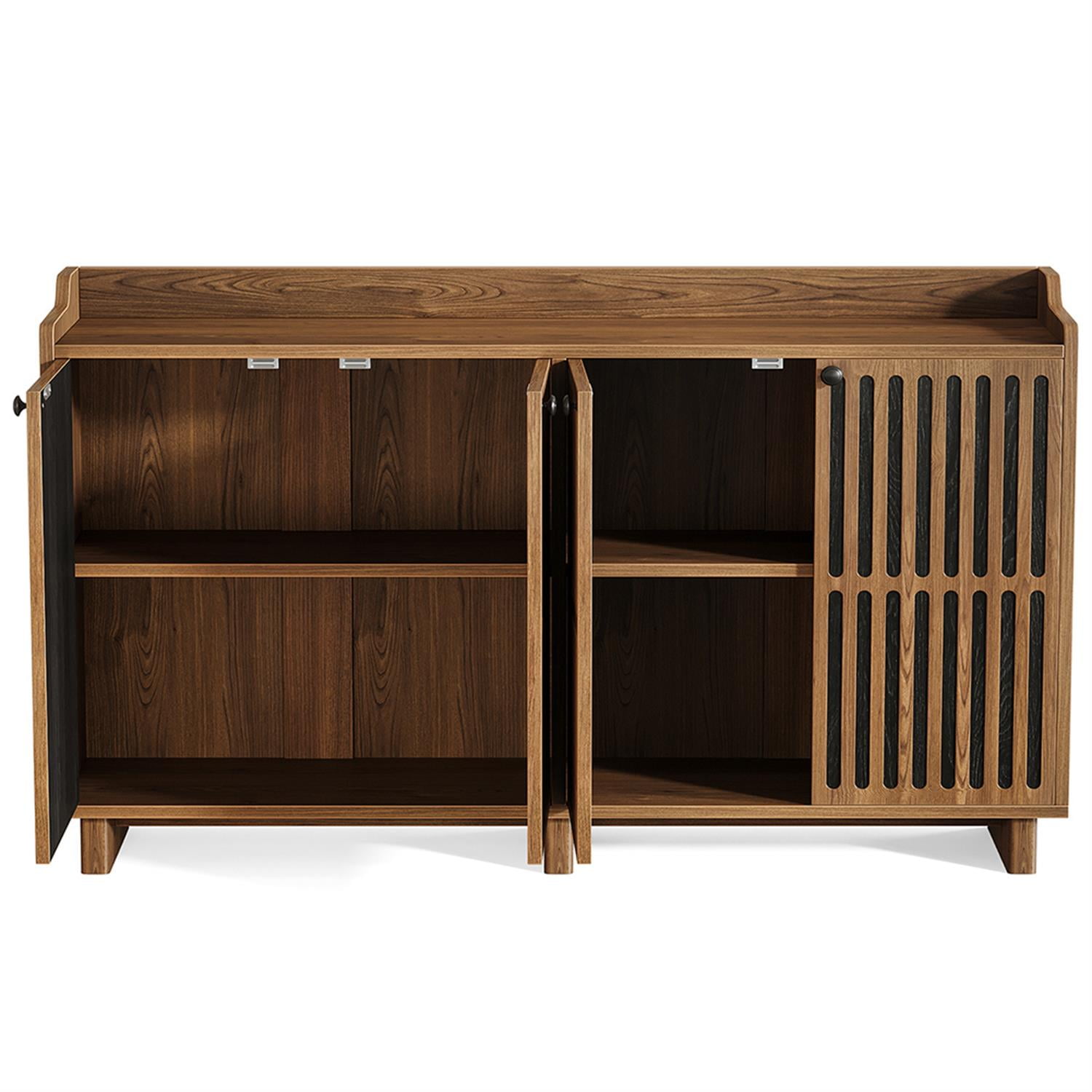 Demi Bonn 55" Sideboard Buffet Storage Cabinet with Adjustable Shelves, Farmhouse Credenza Accent Cabinet for Kitchen Entryway Living Dining Room, Brown