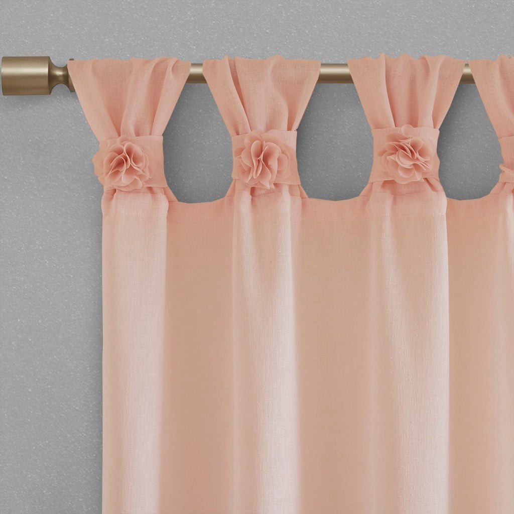 MAYEERTY Floral Embellished Cuff Tab Top Solid Curtain Panel(Only 1 Pc Panel)