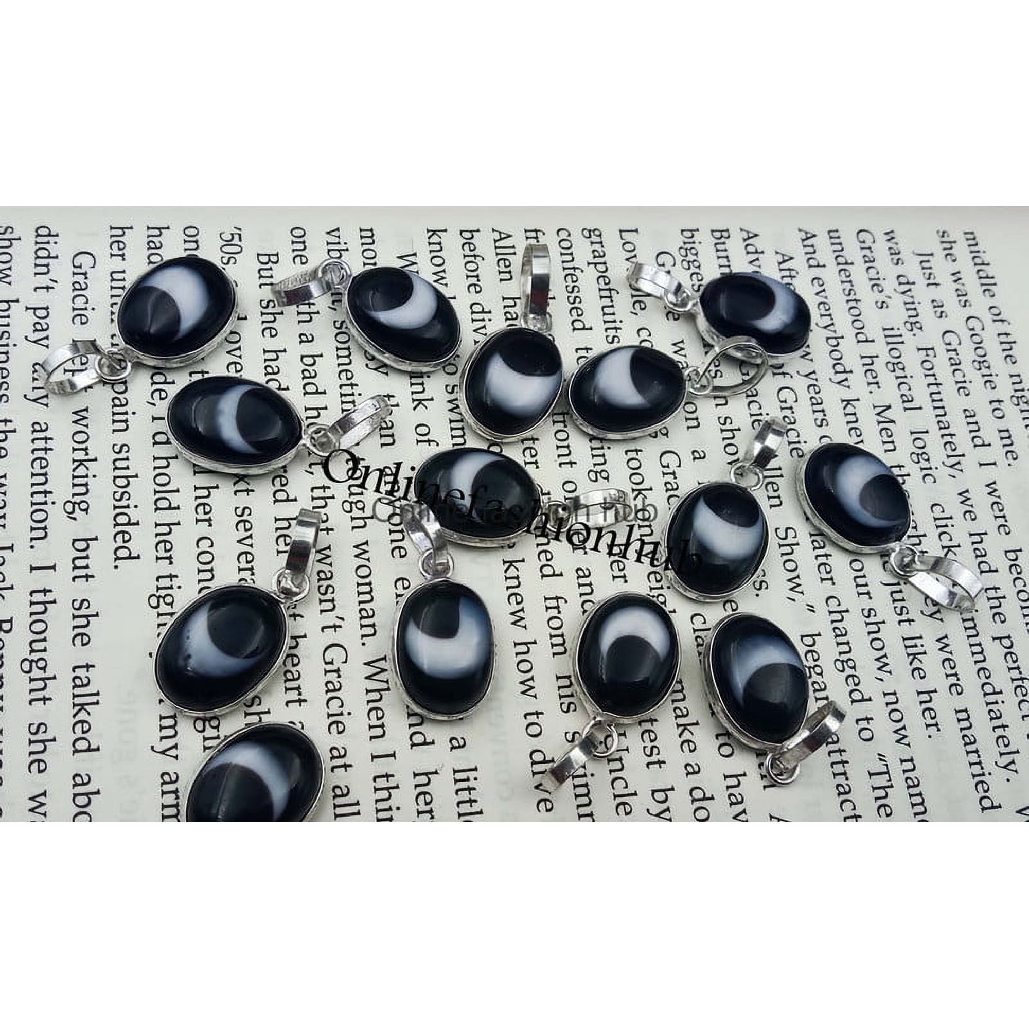 Evil Eye Gemstone 925 Sterling Silver Plated Handmade Pendant 5 pcs