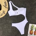thumbnail image 3 of Jumpingount Poliéster Mujer Bikinis Transpirable Elástico Sexy Elegante Color sólido Playa Piscina Fiesta Natación Traje de baño Blanco L Type2 NO2, 3 of 6