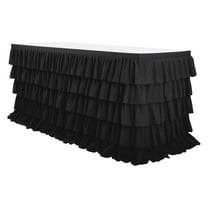 XIA0LE 6ft Black Table Skirt For Rectangle Round Tables Chiffon Table Cloth, Birthday Party Decorations Baby Shower Girls Parties Cake Dessert Table Decorations Ruffle Table Skirting