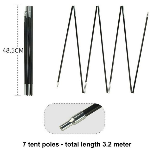 Perche de Tente en Fibre de Verre 10,5-12,8 Pi Remplacement de Tente Réparation pour Tente de Randonnée Camping 3,2 m
