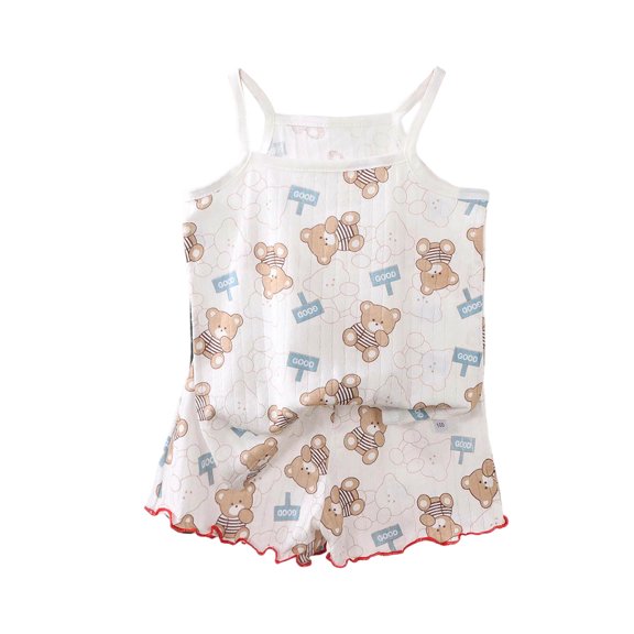 KPOPLK Baby Girls Pajamas Set 6 9 12 18 Months 2T 3T 4T Toddler Girls PJs Summer Sleepwear for Little Kids Homewear Coffee Size 4-5 Years