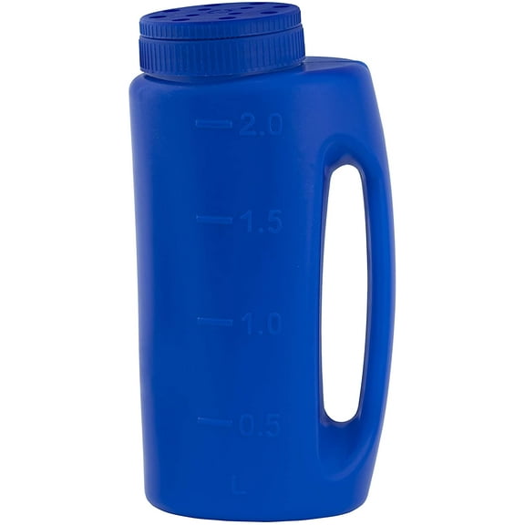 Superio Handheld Ice Melt Salt and Seed Spreader, 2 Liter, Adjustable Hole Size.